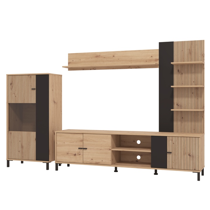 Obývacia stena ANIELA dub artisan/čierna 1