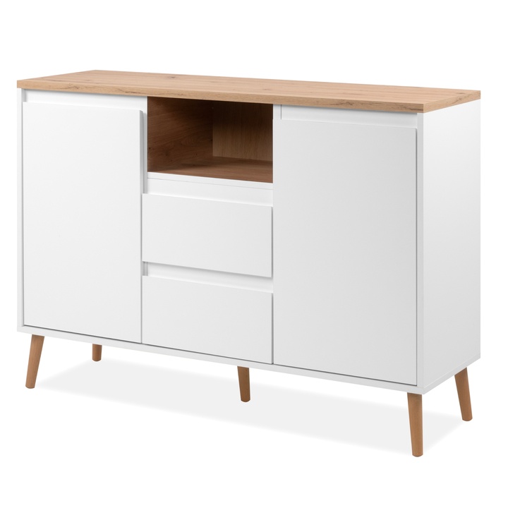 Komoda LINZ dub artisan/biela 1
