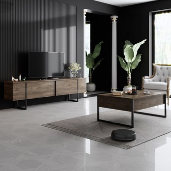 TV komoda LUXE orech/čierna 2